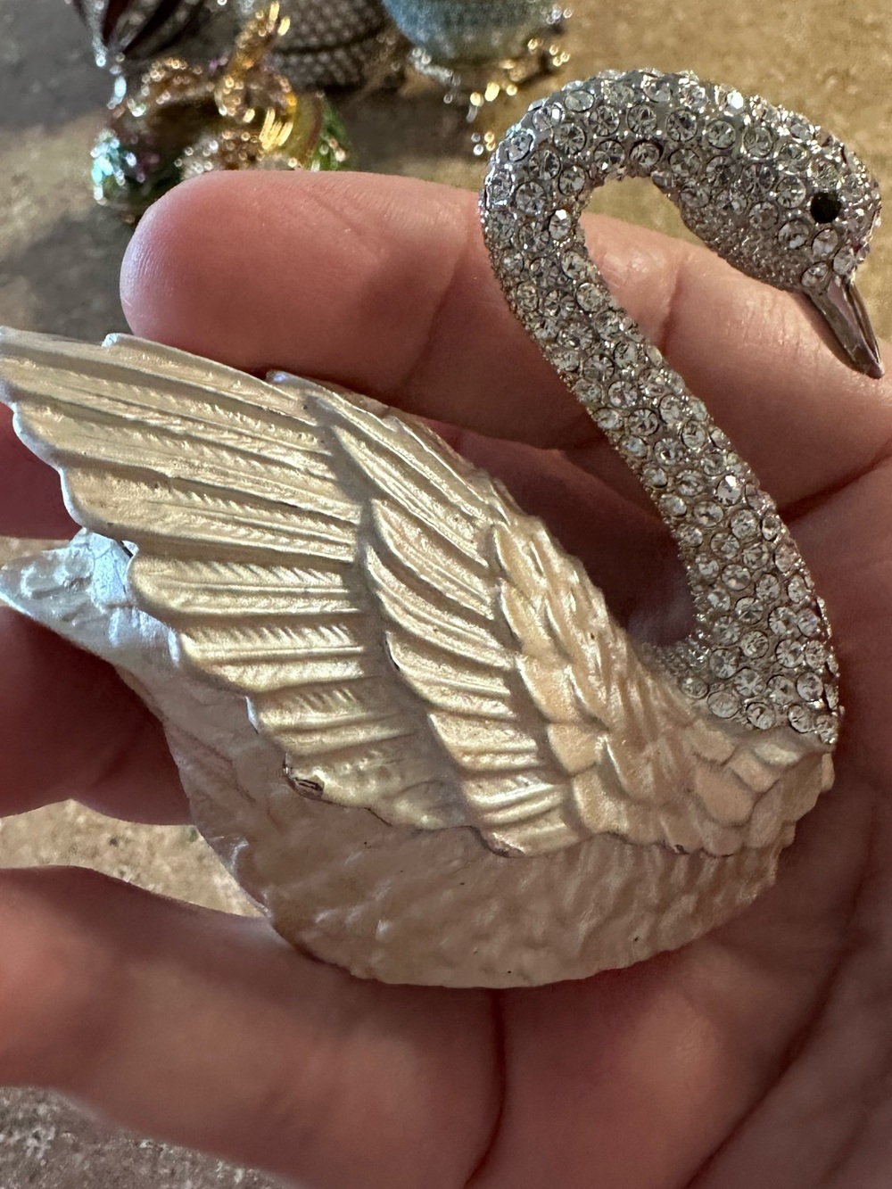 Crystal-Embellished Silver Swan Figurine - Picture 2 of 5